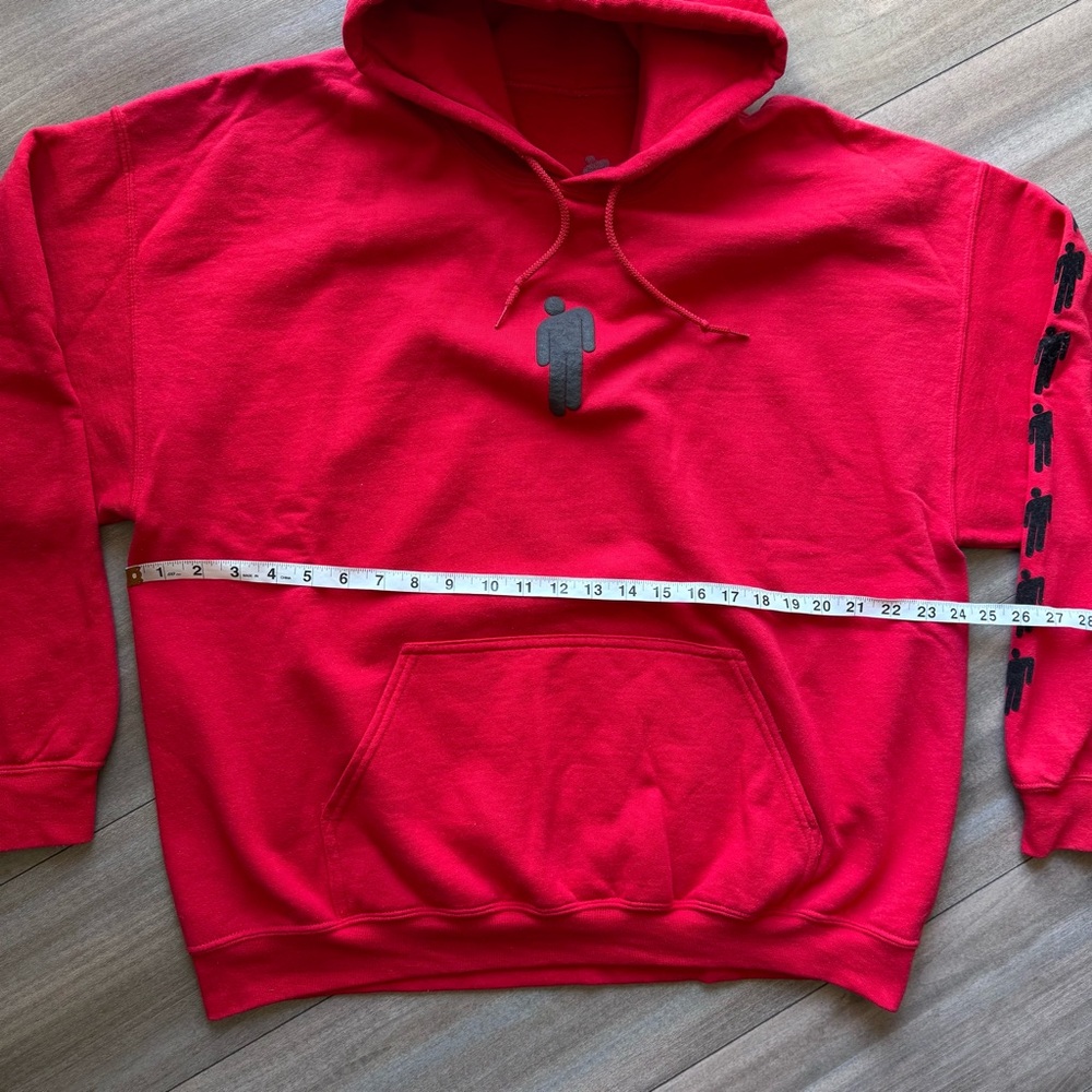 Billie Eilish Official Merch Hoodie Puff Print Size XL Red - Picture 3 of 8